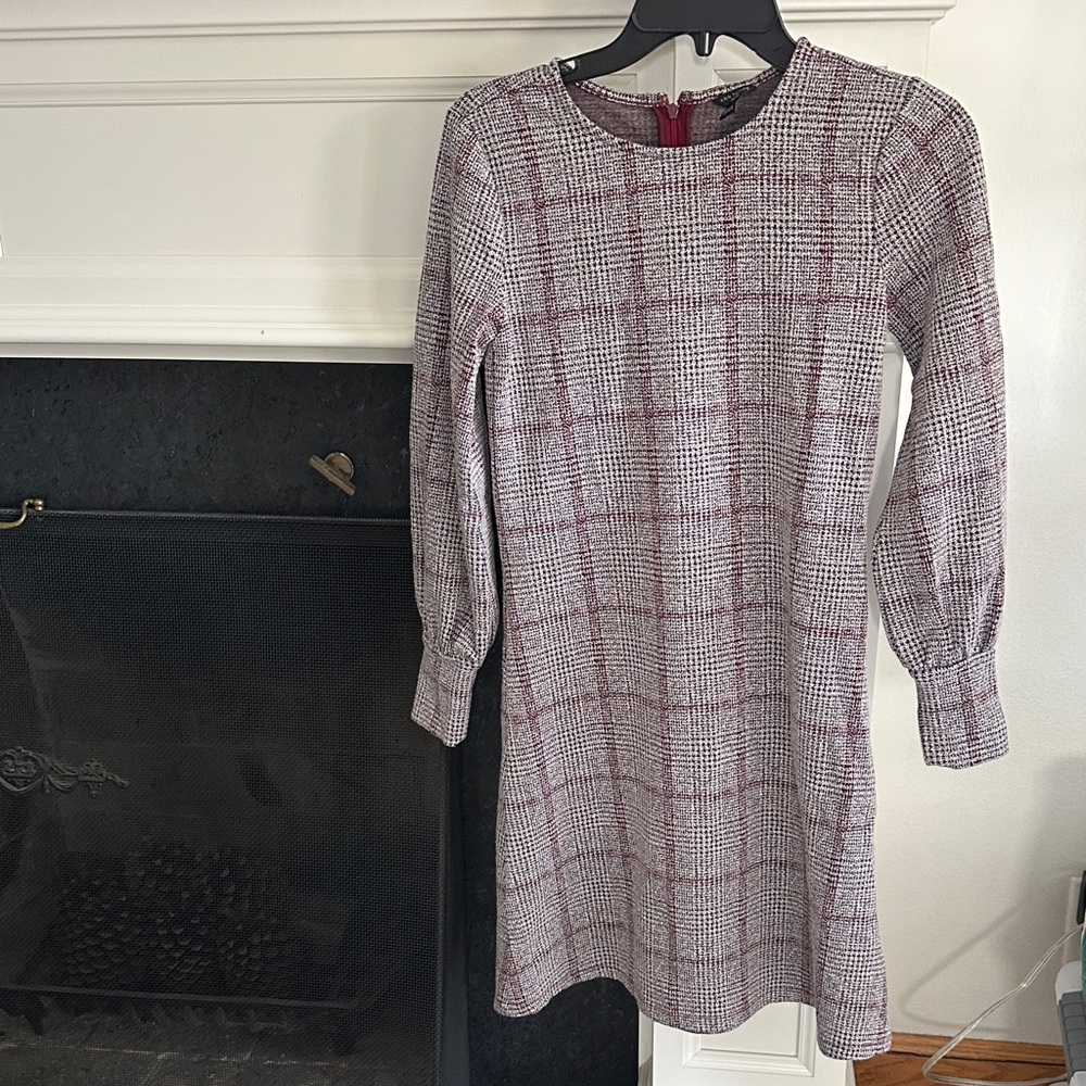 Ann Taylor XXSP Plaid Long-Sleeve Dress